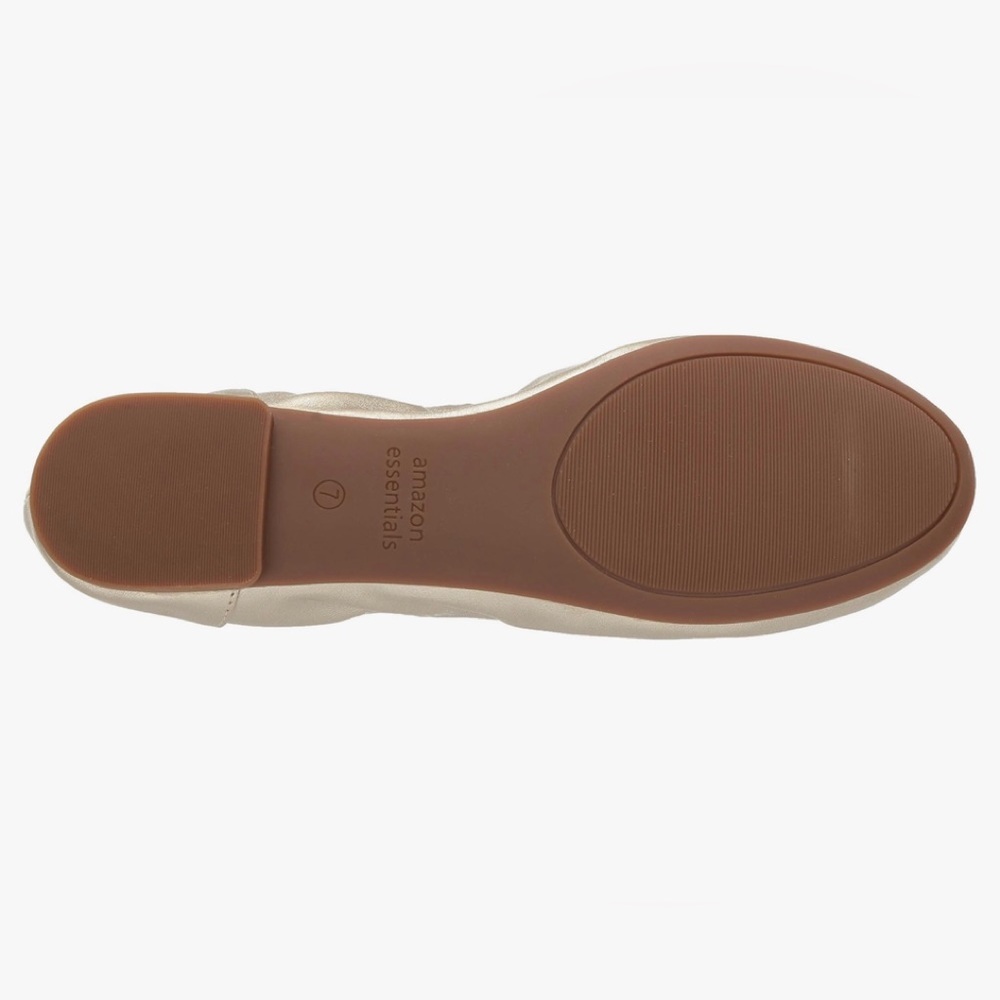 Amazon Essentials Gold Vegan Metallic Sparkle Leather Ballet Flats Size 7 - Picture 4 of 6